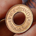 (#NZ23) British colonial India George VI, ONE pice 1943.RED UNC Fantastic Grade