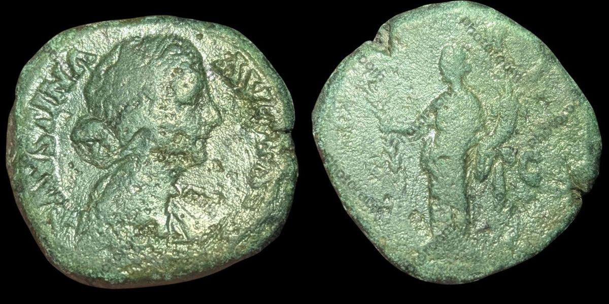Roman Empire. Faustina Minor, wife of Marcus Aurelius. Sestertius 20 G