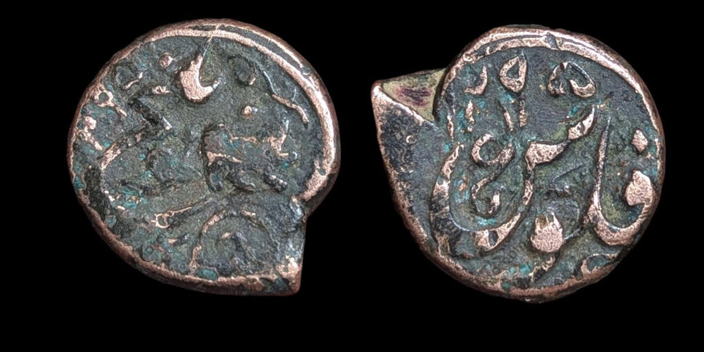 ISLAMIC AFGHAN CIVIC CUIVRE AE FALUS Balkh AH1295 Lion Britannique Rare