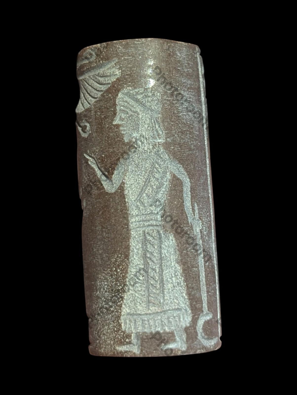 Agate Stone King Ancient Near Eastern  Cylinder Intaglio Bead