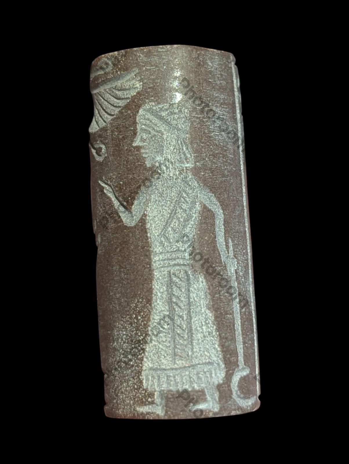 Agate Stone King Ancient Near Eastern  Cylinder Intaglio Bead