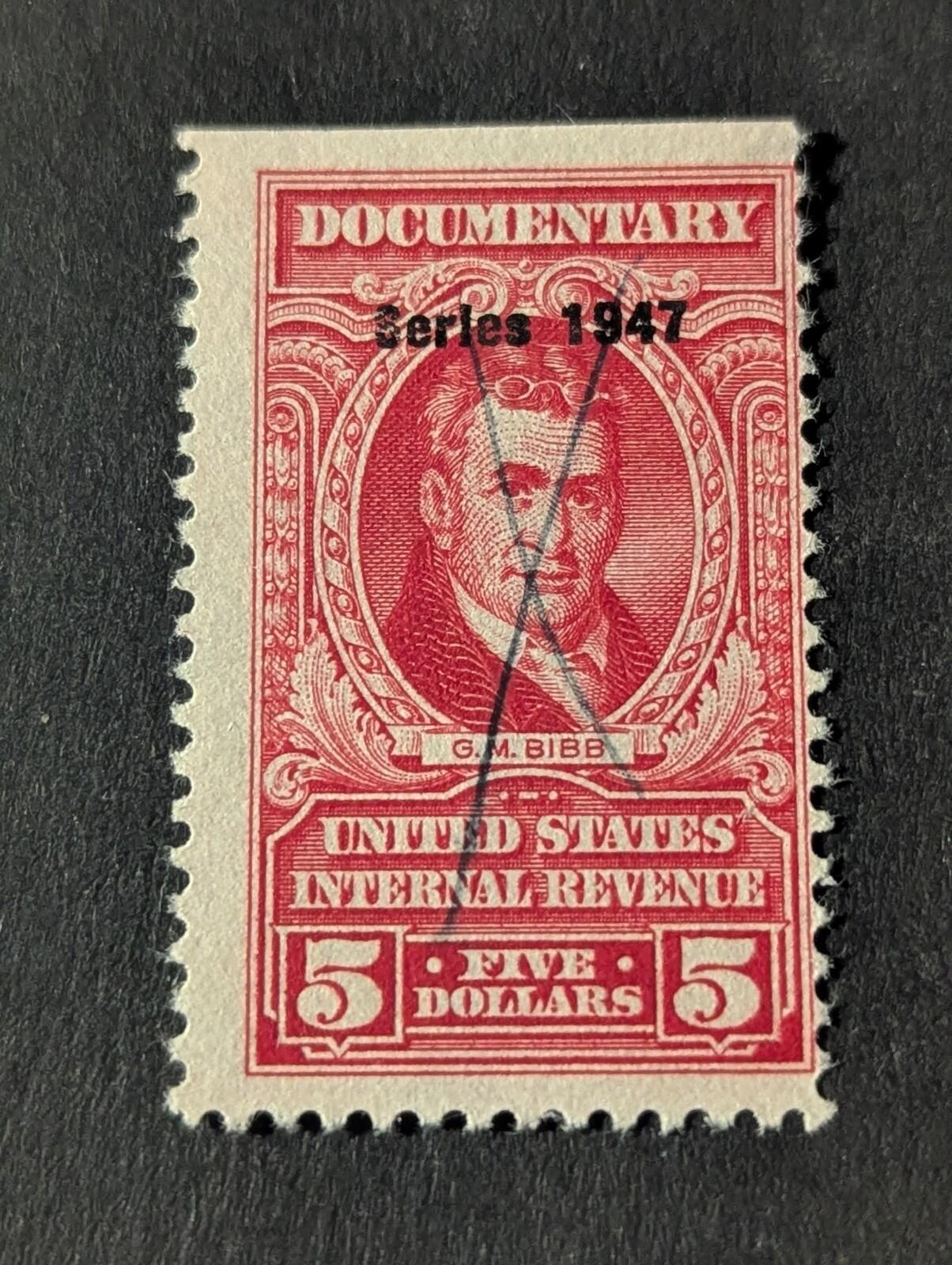 US Revenue, 1947, R477, $5.00  Documentary,  Used, NG, F/VF