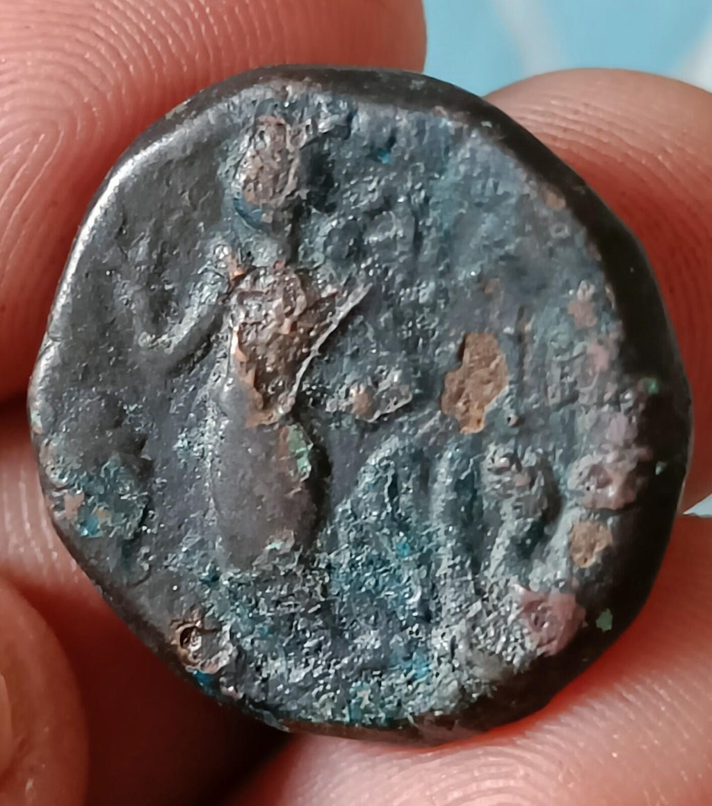 #X10# Punjab tribals Yodheya dynasty 400AD Bronge Ancient coin india very rare