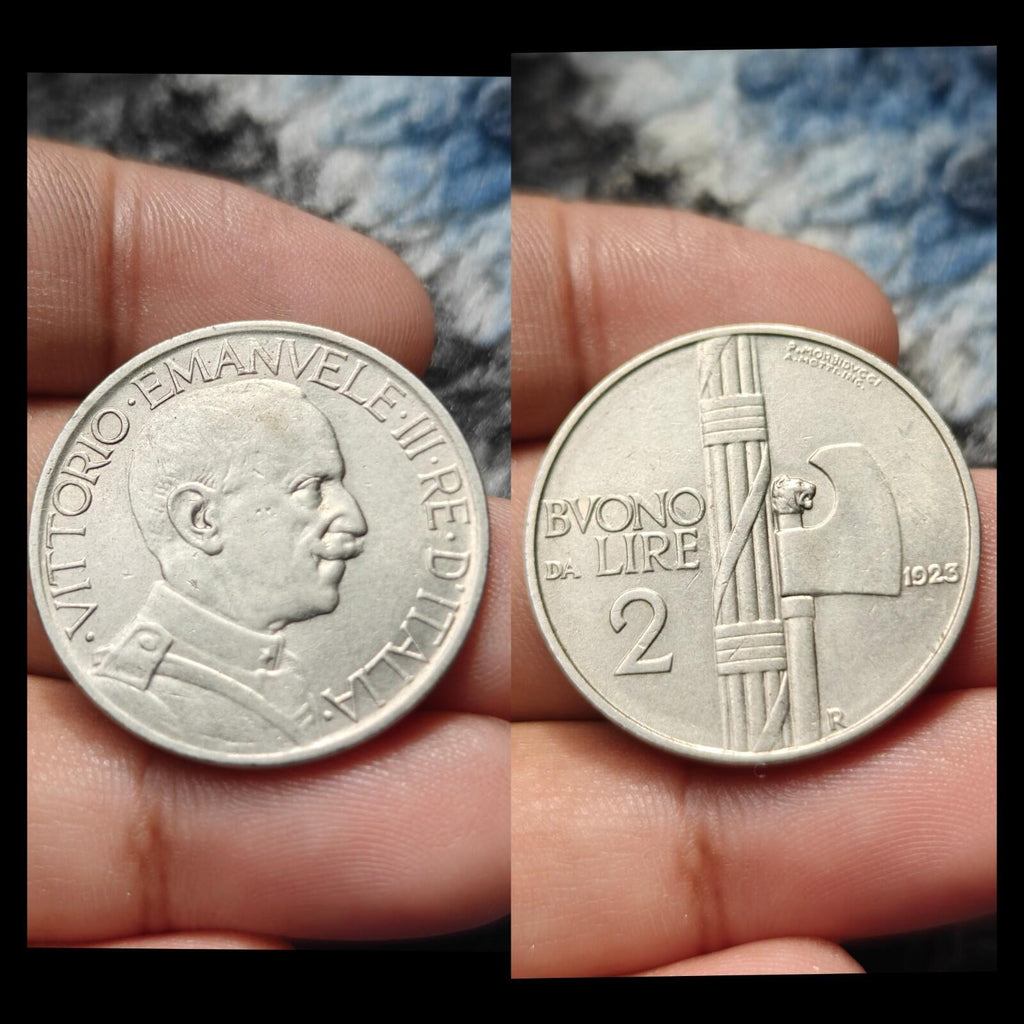 1923 Italie Une 1 Lire Femme assise à gauche Nickel Monnaie mondiale Monnaie rare
