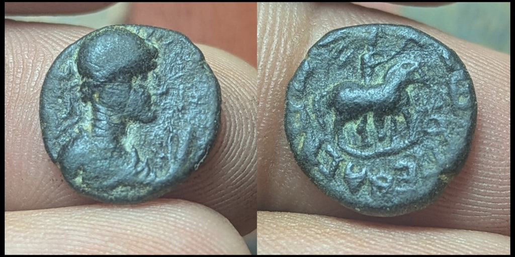 Vima Takto Coin de l'ère Kushan 1/4 Tettra Drachme Ancienne Inde Pièce Rare 112 après J.-C.