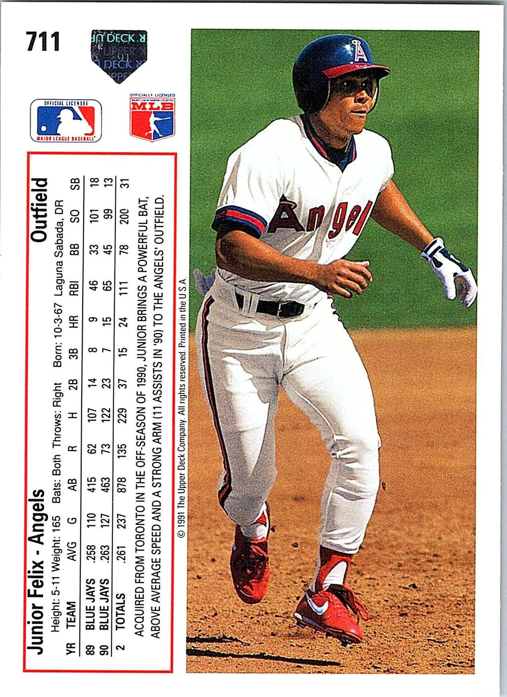 1991 Upper Deck #711b Junior Felix