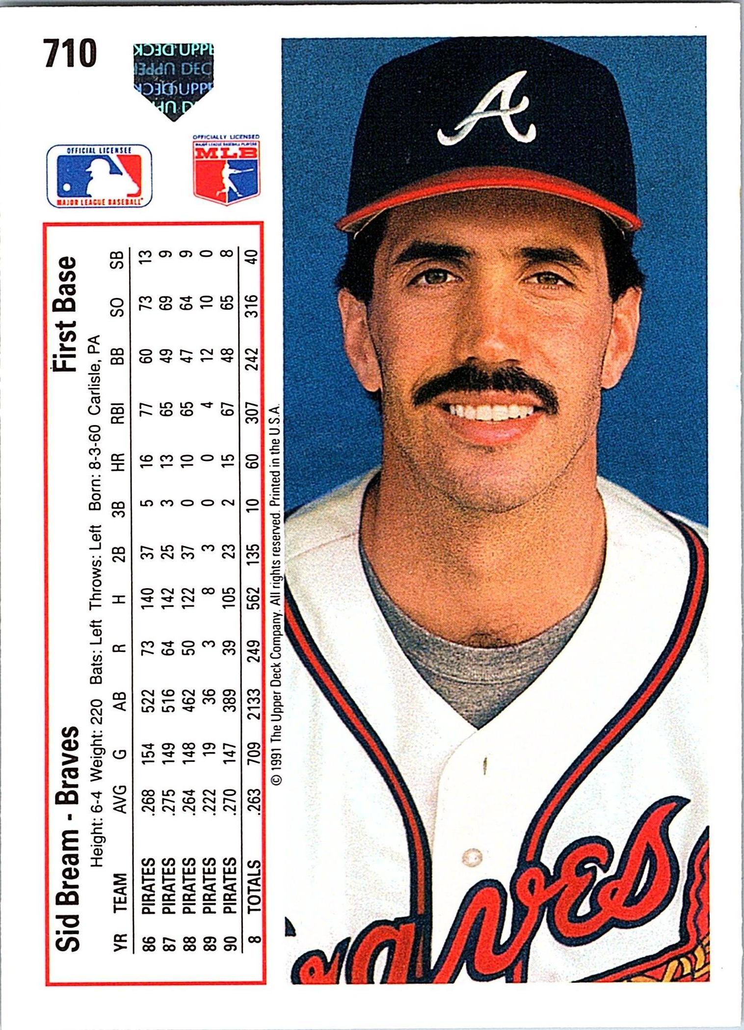1991 Upper Deck #710b Sid Bream