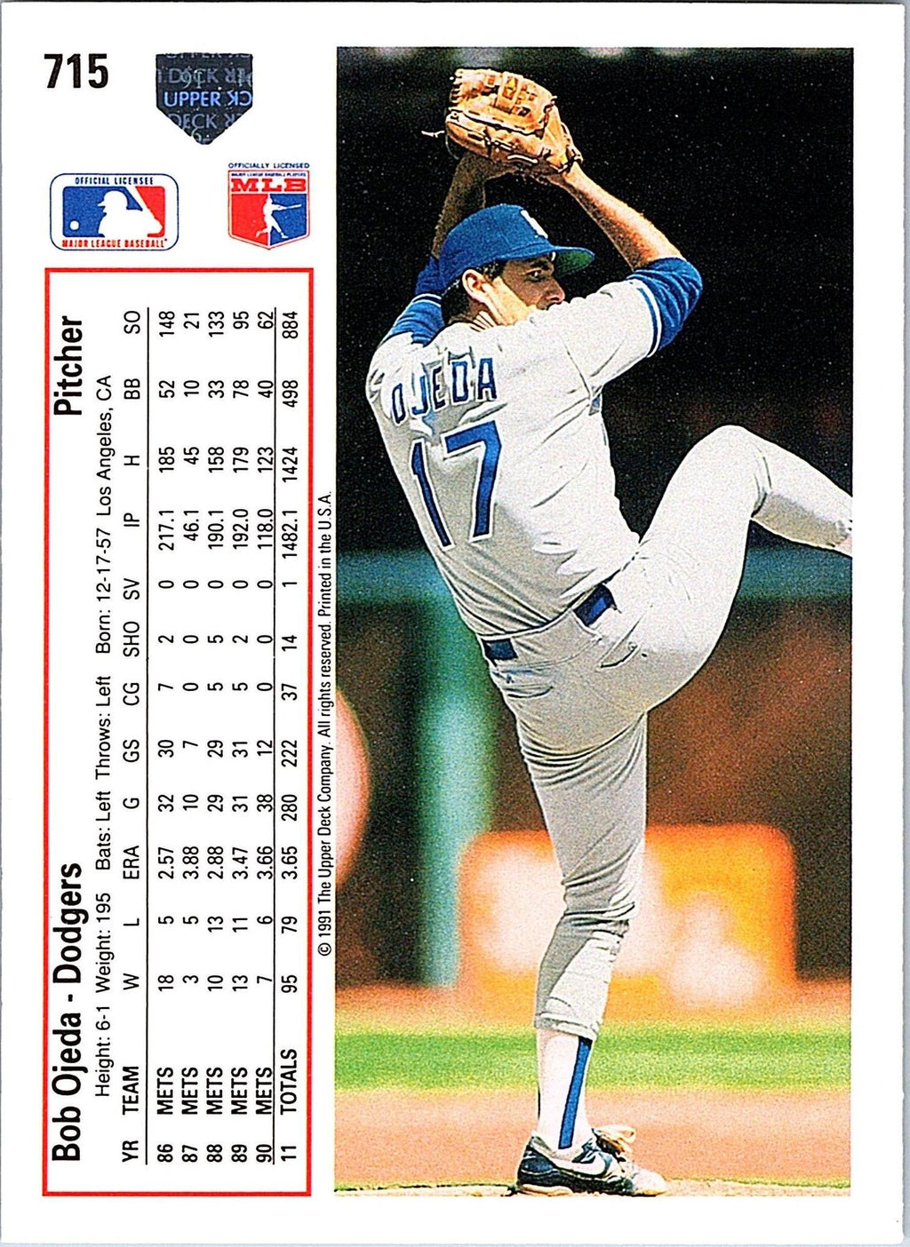 1991 Upper Deck #715 Bob Ojeda