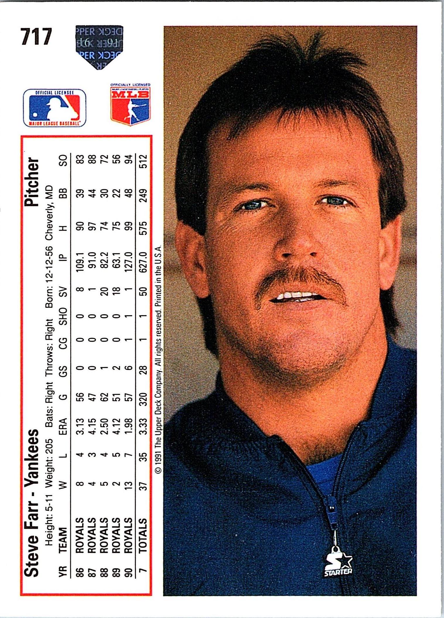 1991 Upper Deck #717b Steve Farr