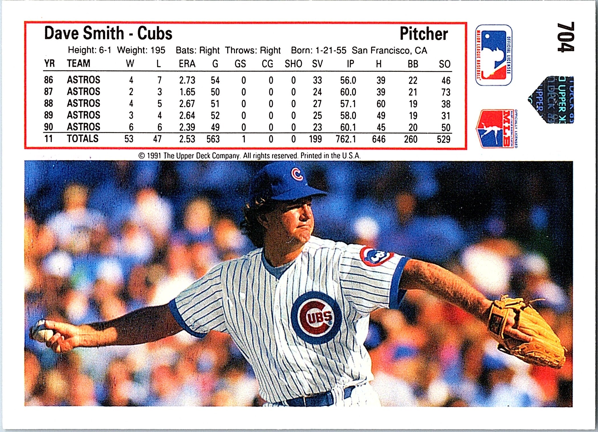 1991 Upper Deck #704 Dave Smith