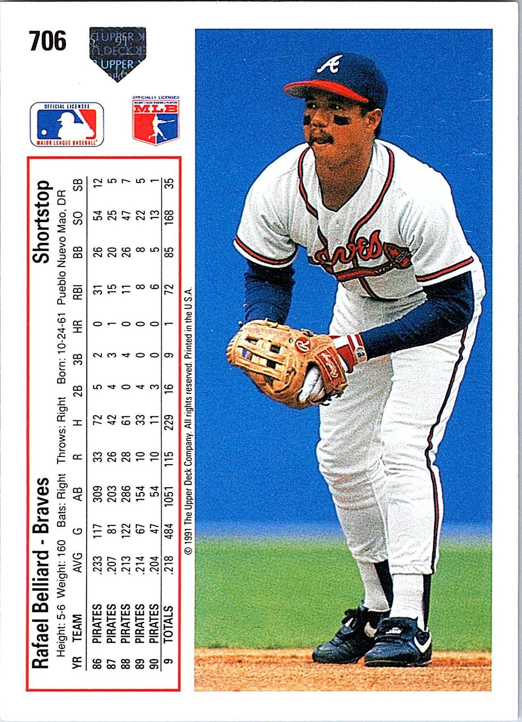 1991 Upper Deck #706b Rafael Belliard
