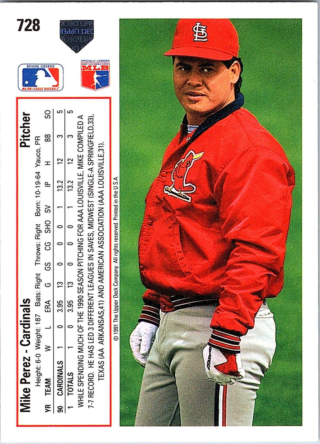 1991 Upper Deck #728 Mike Perez