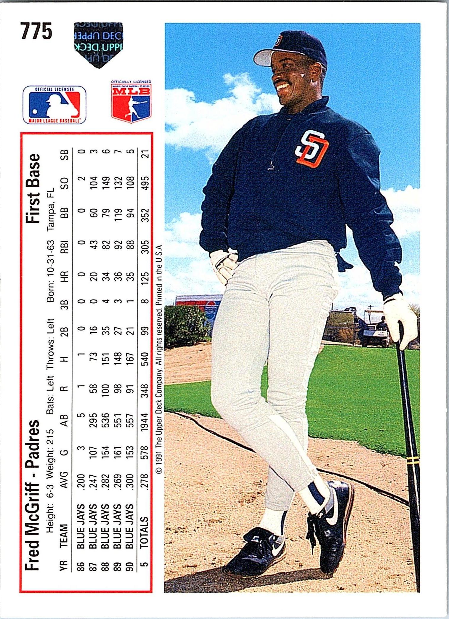 1991 Upper Deck #775b Fred McGriff