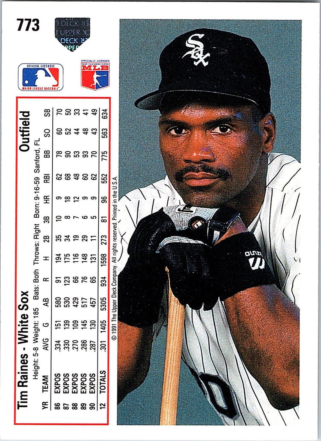 1991 Upper Deck #773b Tim Raines
