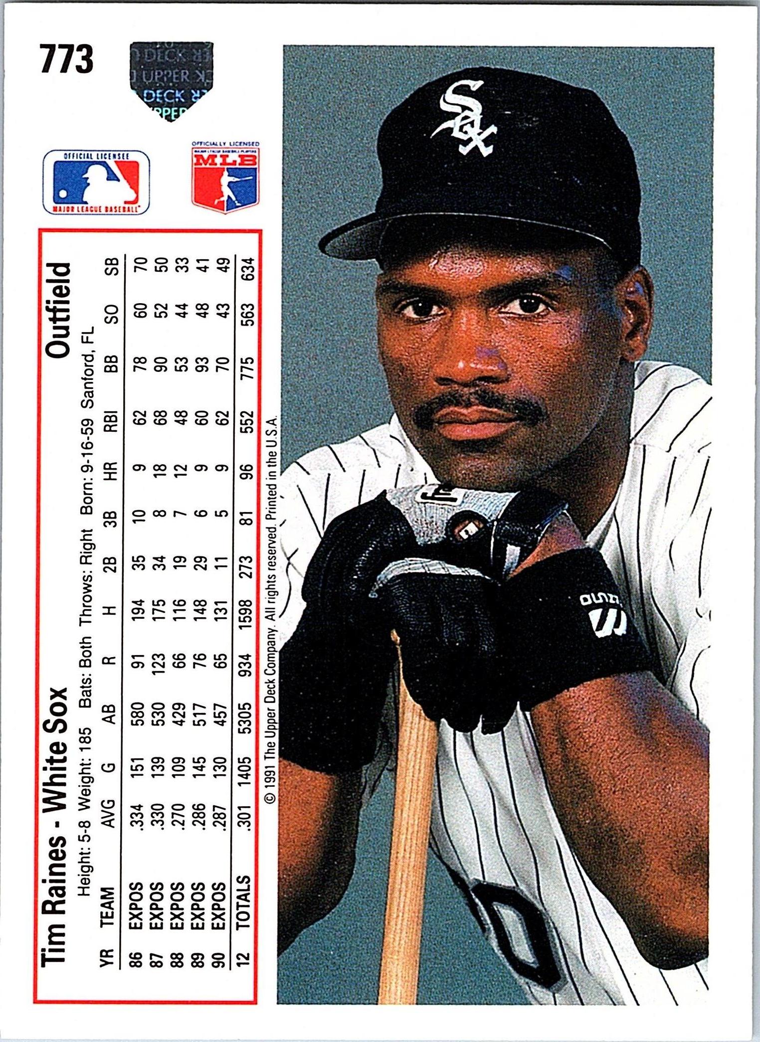 1991 Upper Deck #773b Tim Raines