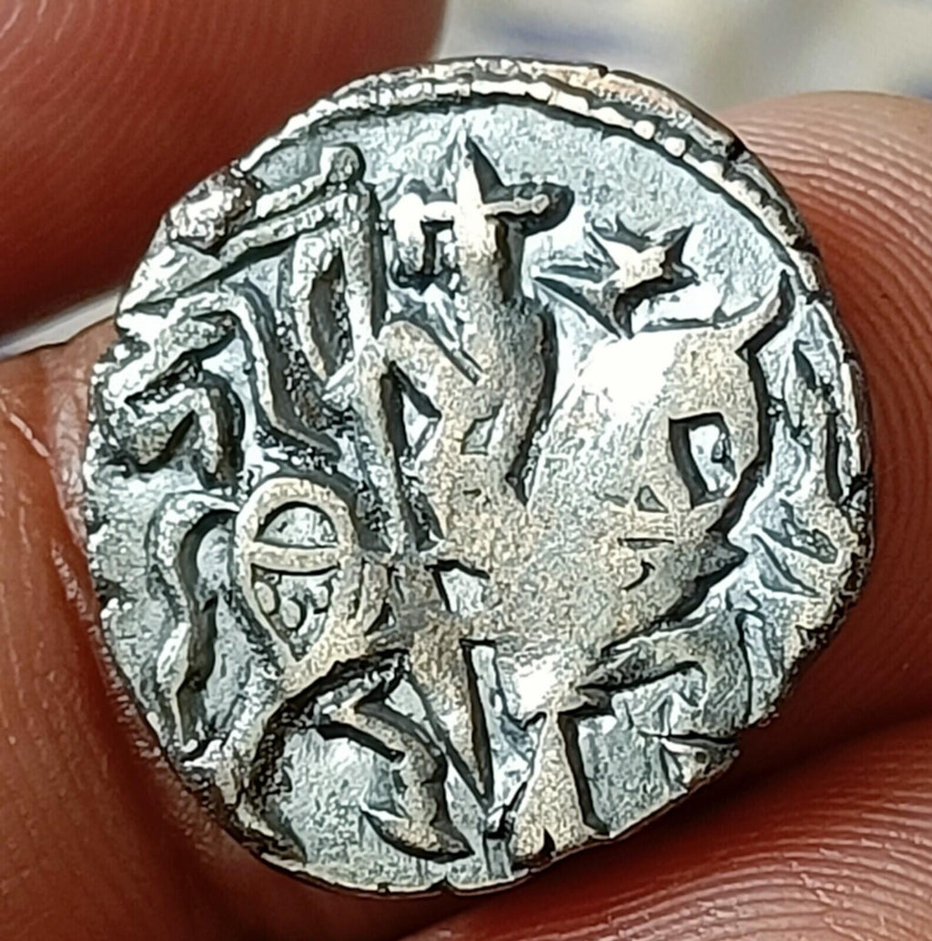 #X35#Indian OHINDA DYNASTY Samanta Deva HORSE & BULL SILVER coin BEAUTIFUL GRADE