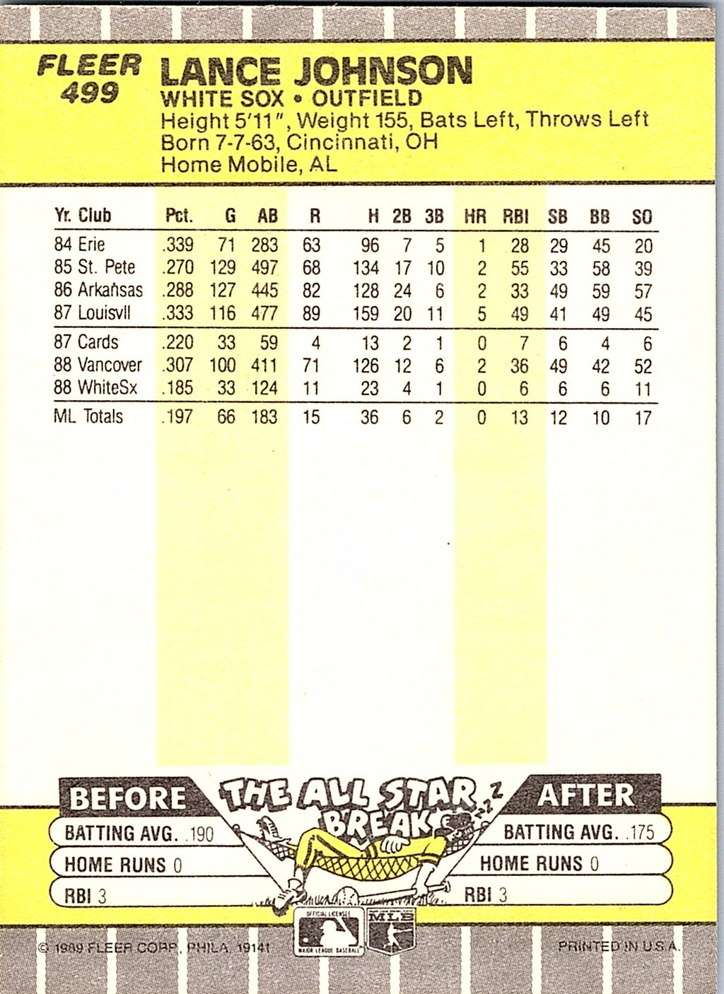 1989 Fleer #499 Lance Johnson