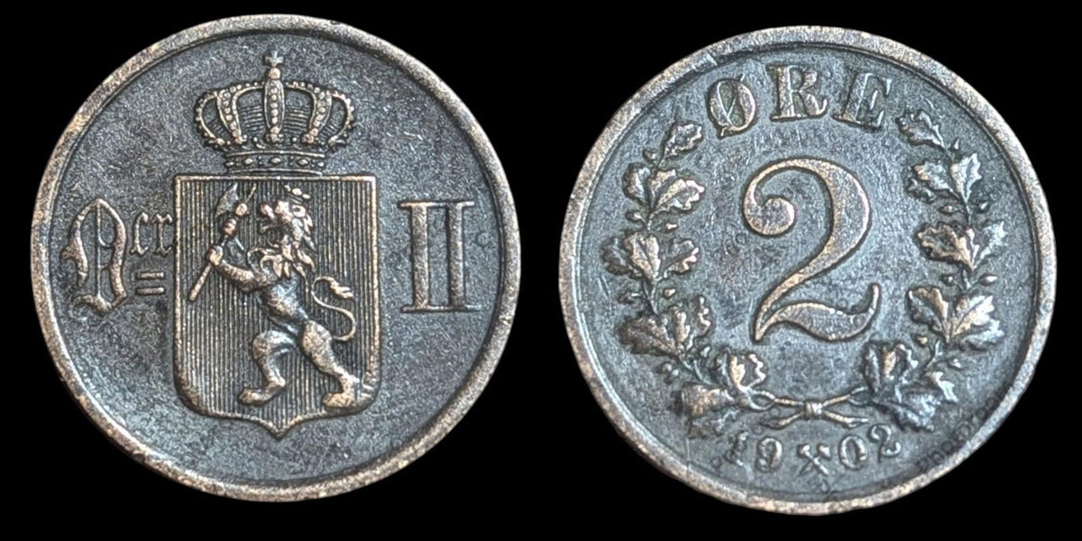 Norway 1902 2 Ore Wow Grade