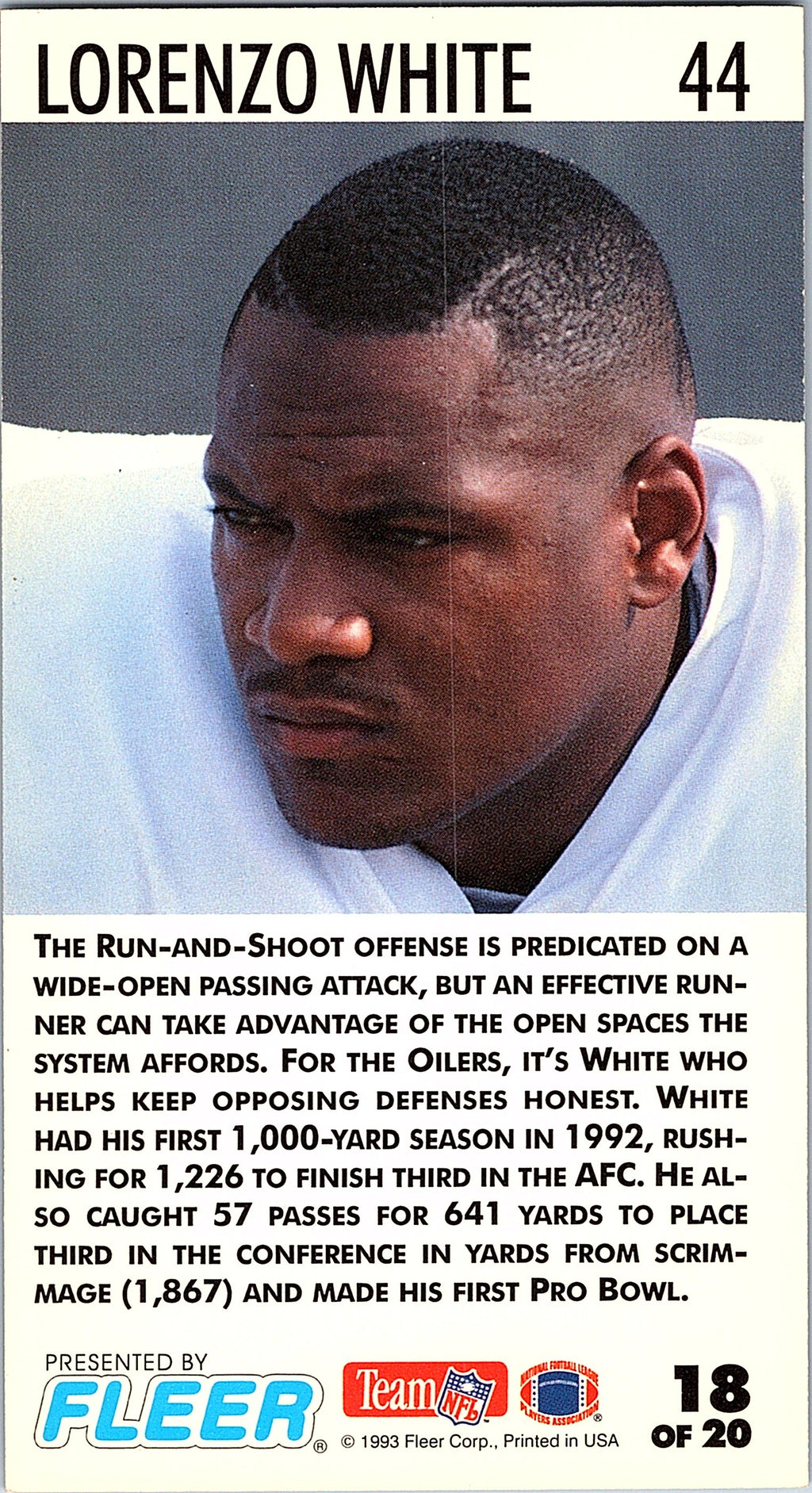 1993 GameDay #18 Lorenzo White Gamebreakers