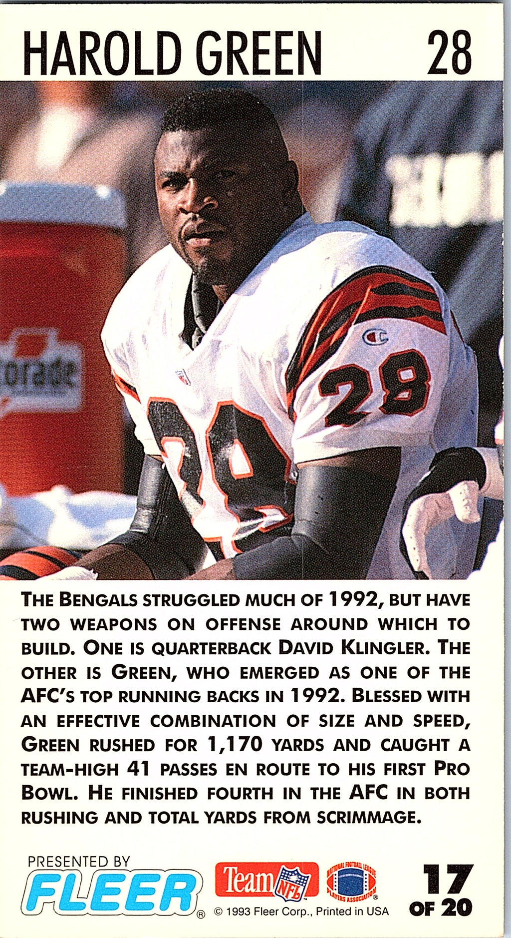 1993 GameDay #17 Harold Green Gamebreakers