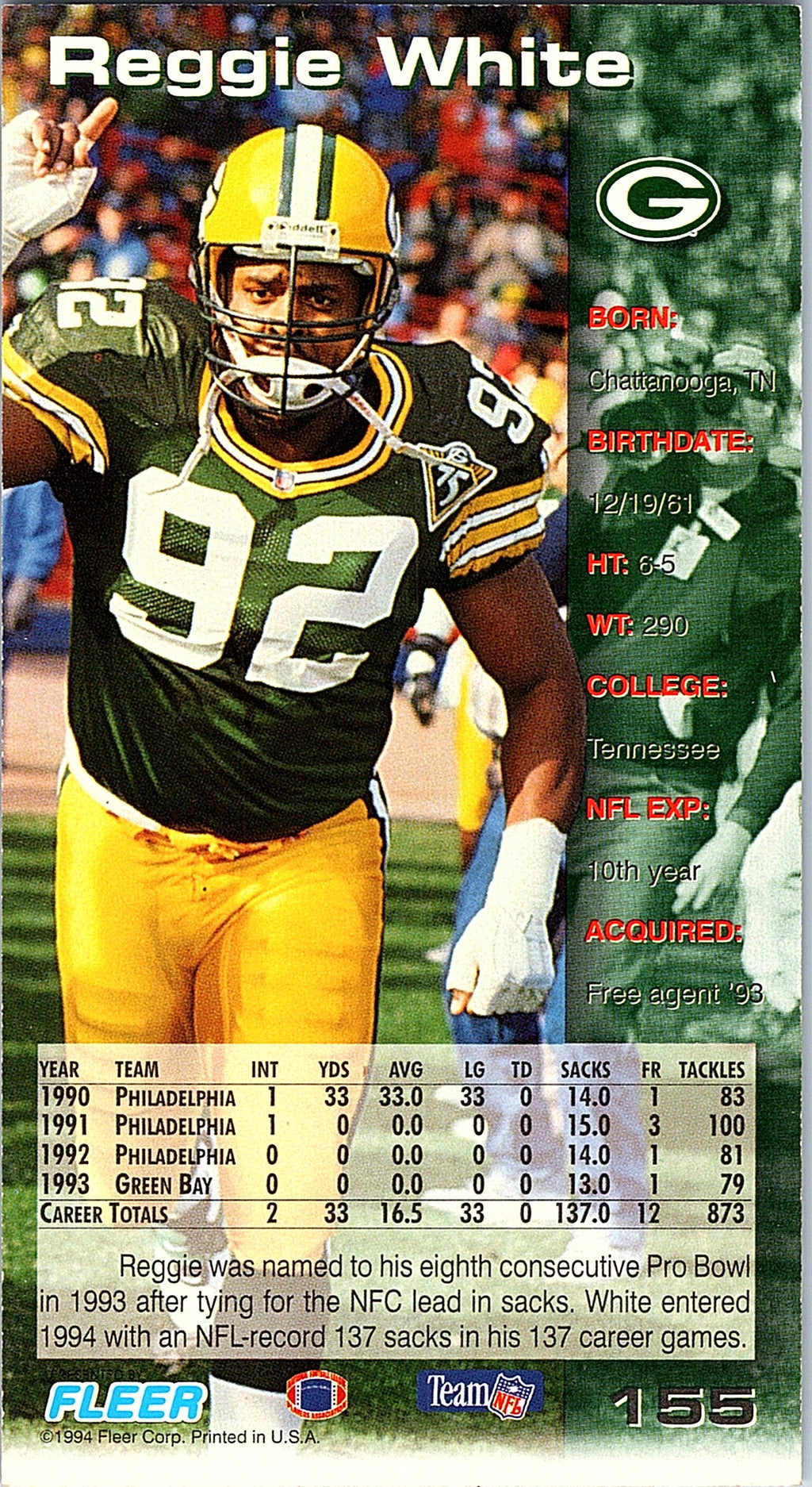 1994 GameDay #155 Reggie White