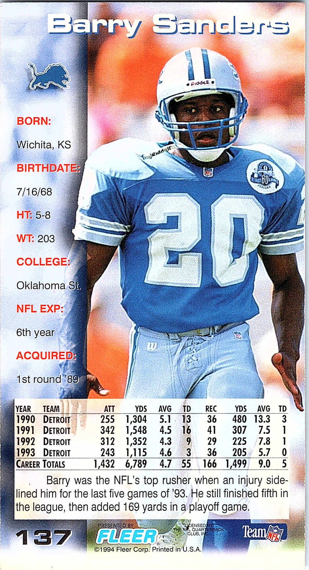 1994 GameDay #137 Barry Sanders