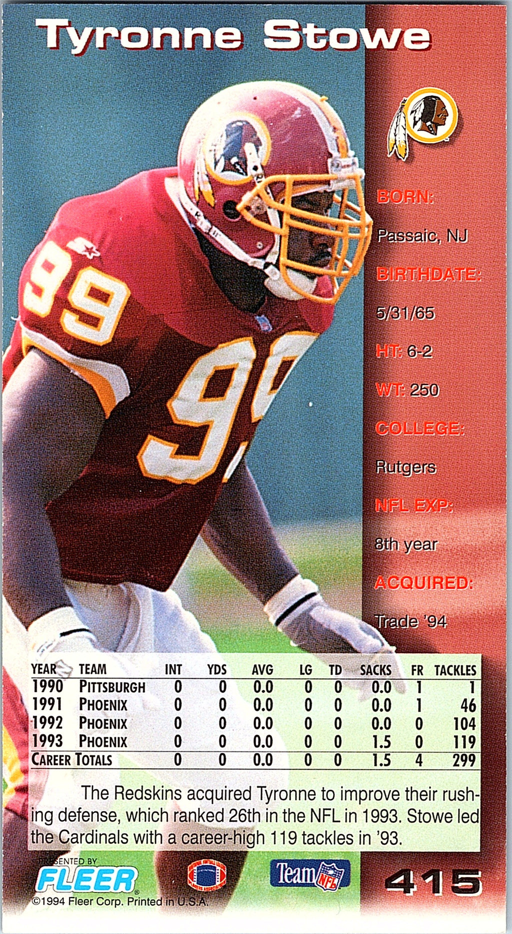 1994 GameDay #415 Tyronne Stowe