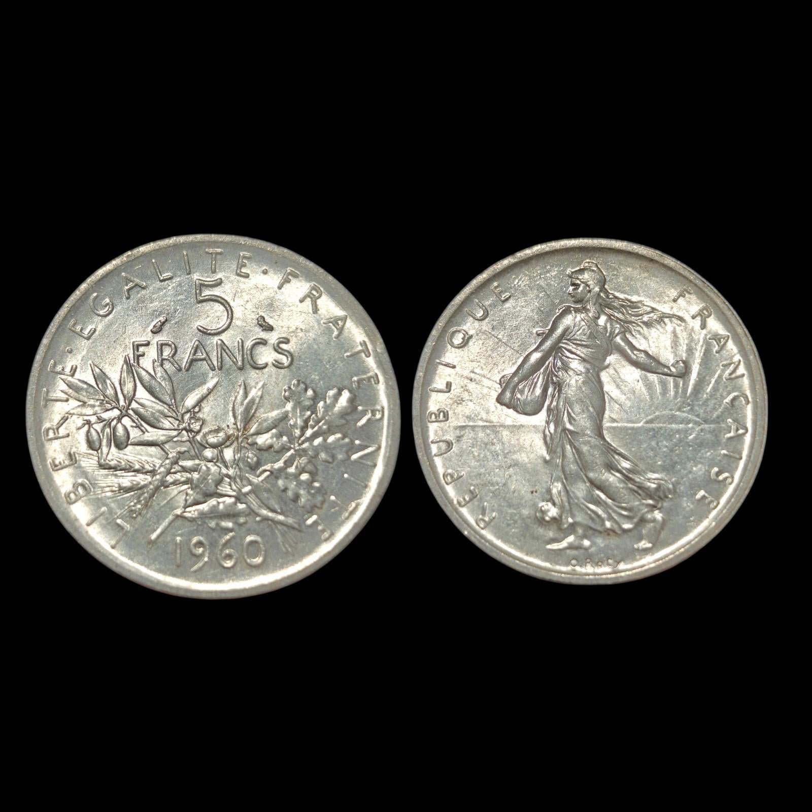 1960 FRANCE Grande pièce de 5 francs en argent avec La Semeuse4#