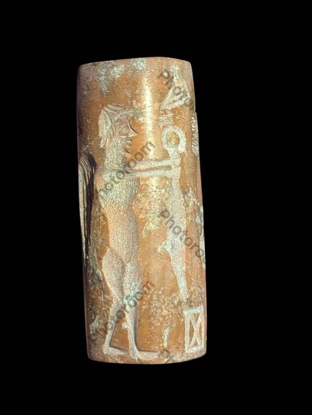 Agate Stone King Ancient Near Eastern  Cylinder Intaglio Bead