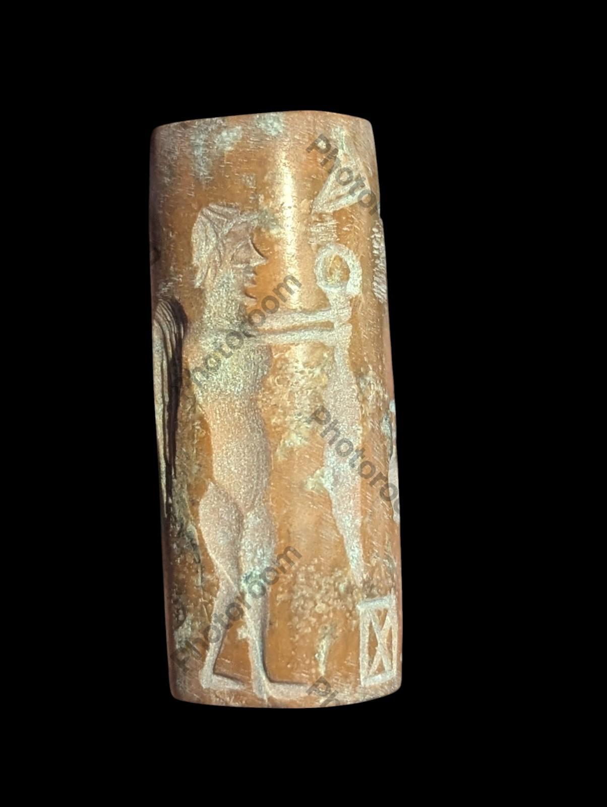 Agate Stone King Ancient Near Eastern  Cylinder Intaglio Bead