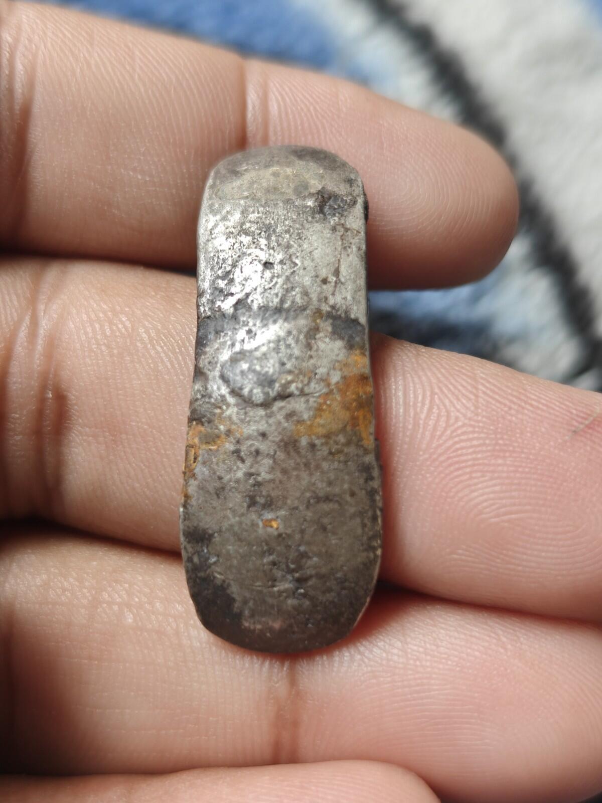 ⭐INDIA⭐. Ancient GANDHARA JANAPADA Authentic OLD 600 B.C Debased Coin Bent Bar.x
