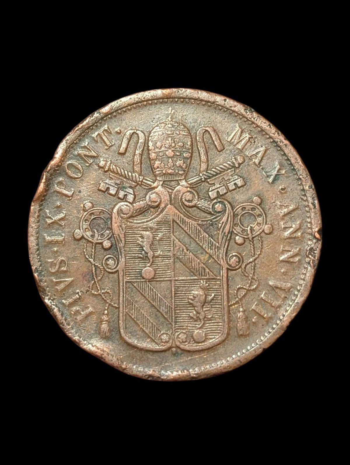 Vatican City Pontifical State Pio IX 5 Baiocchi 1853 Rome Excellent