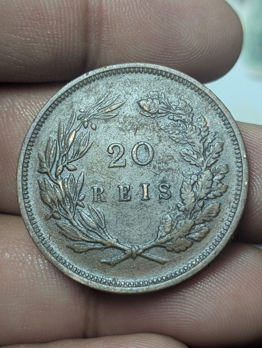 1891 PORTUGAL King Antique VINTAGE 20 Reis Portuguese Coin Rare