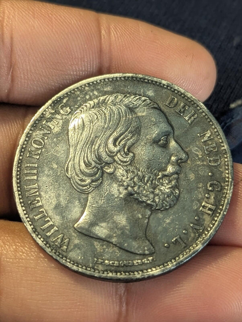 1872 Netherlands William III 2 1/2 Gulden .945 Fine Silver Coin KM# 82