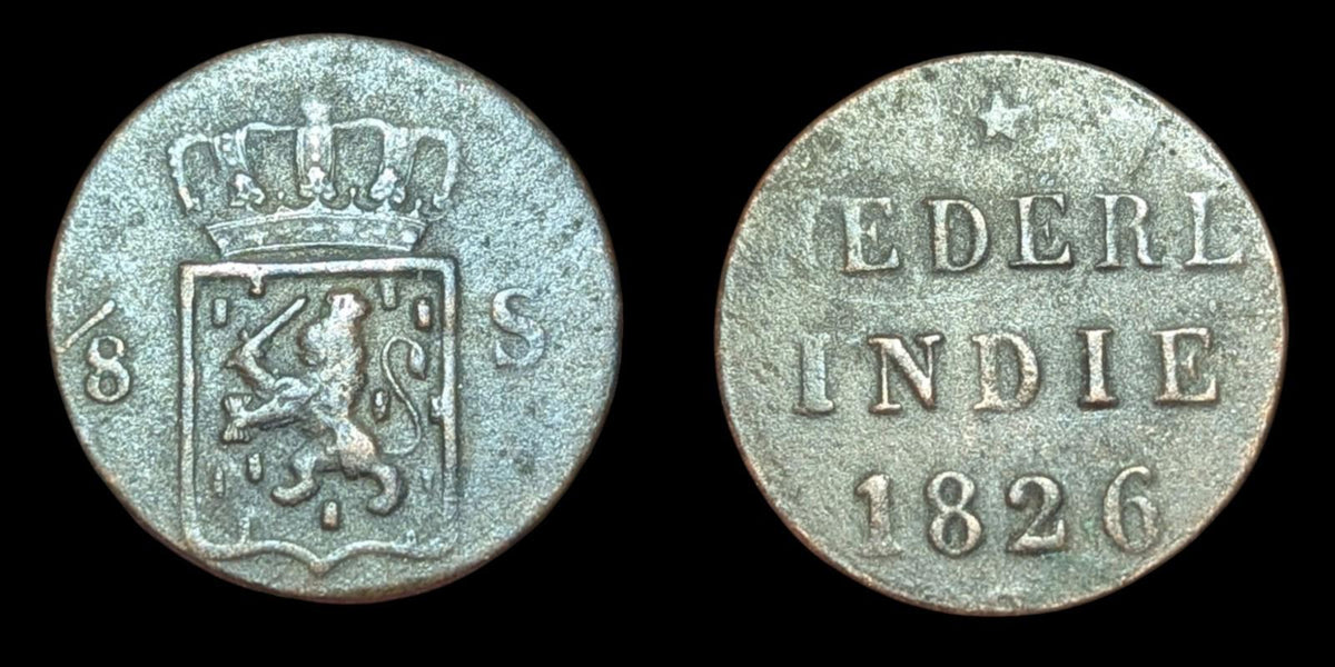 Indes orientales néerlandaises 1826 Pièce de 1/8 de stuiver : Monnaie d'Utrecht
