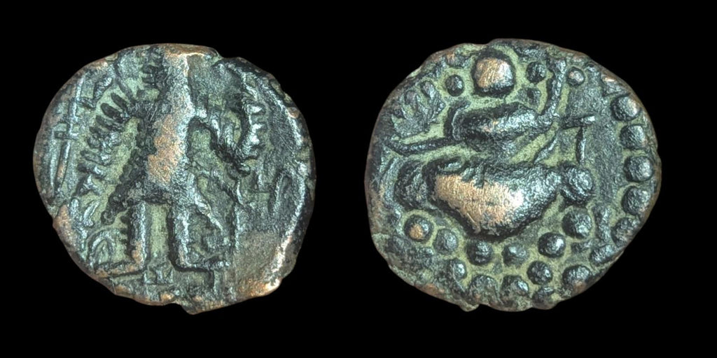 KUSHAN EMPIRE. AE 19. KANISHKA II, CIRCA 226-240 AD. ARDOKSHO REVERSE.