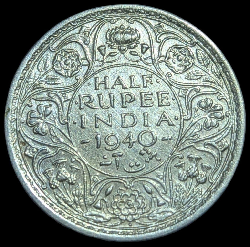 1940 Beautiful grade  Uncirculed British India King George VI silver Half rupee
