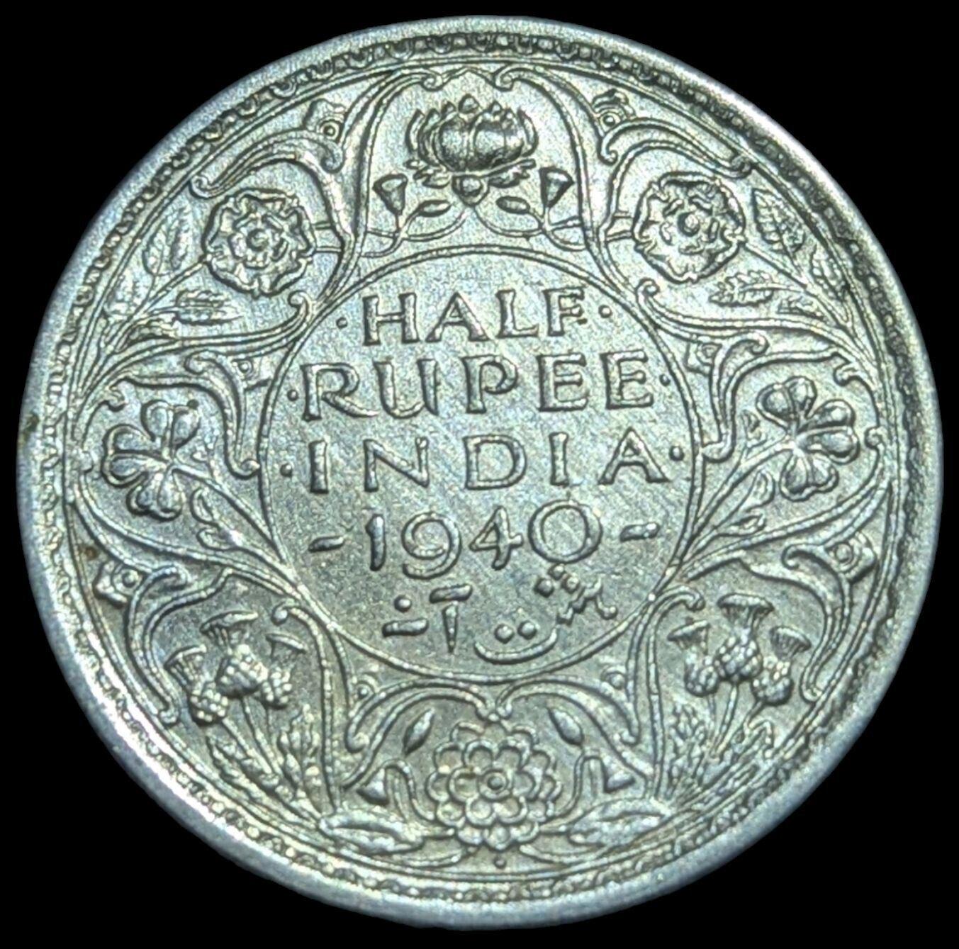 1940 Beautiful grade  Uncirculed British India King George VI silver Half rupee