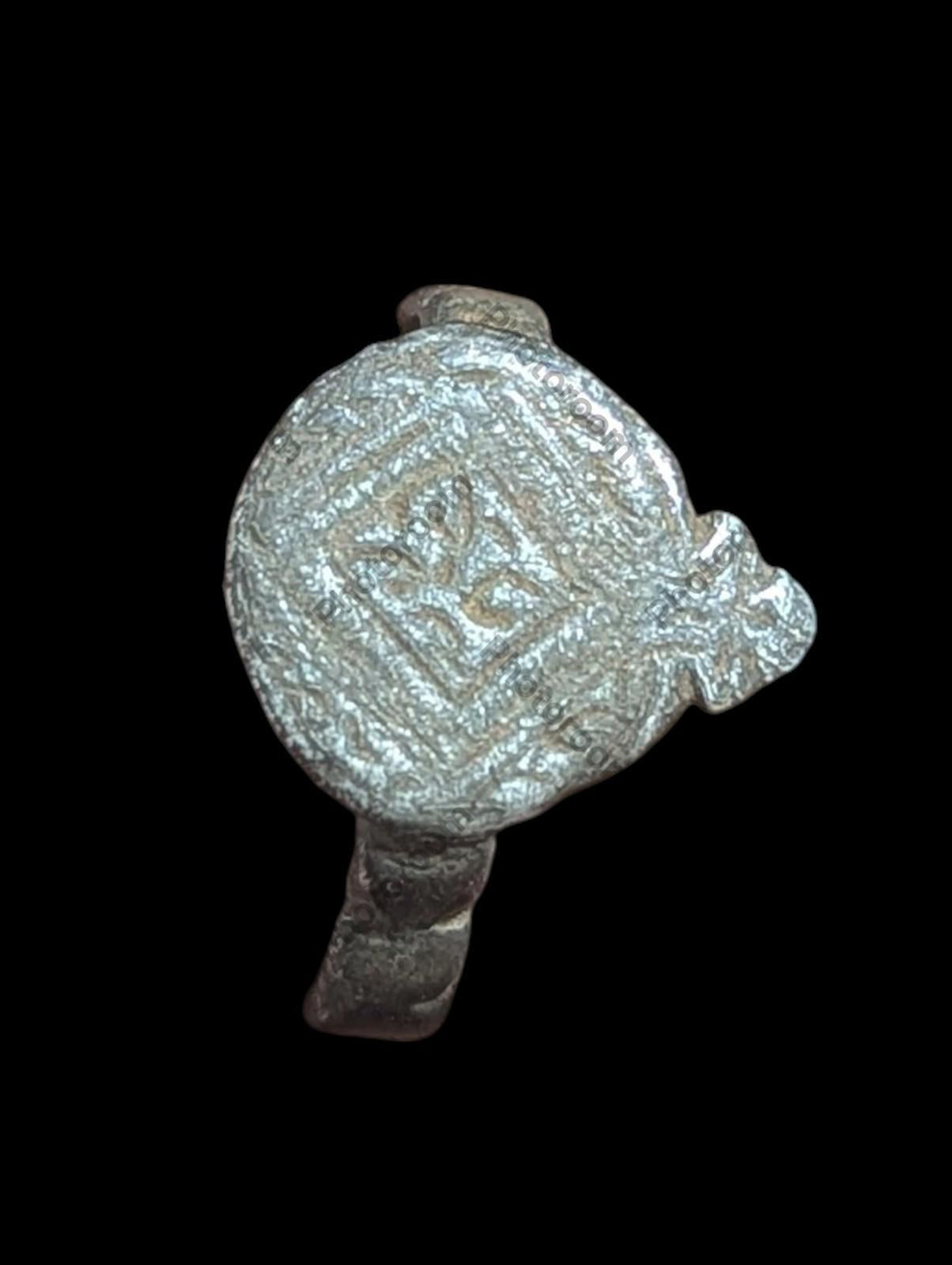 Ancient Greek / Roman / Byzantine Silver ring with ornament Circa 100 BC To 1 AD