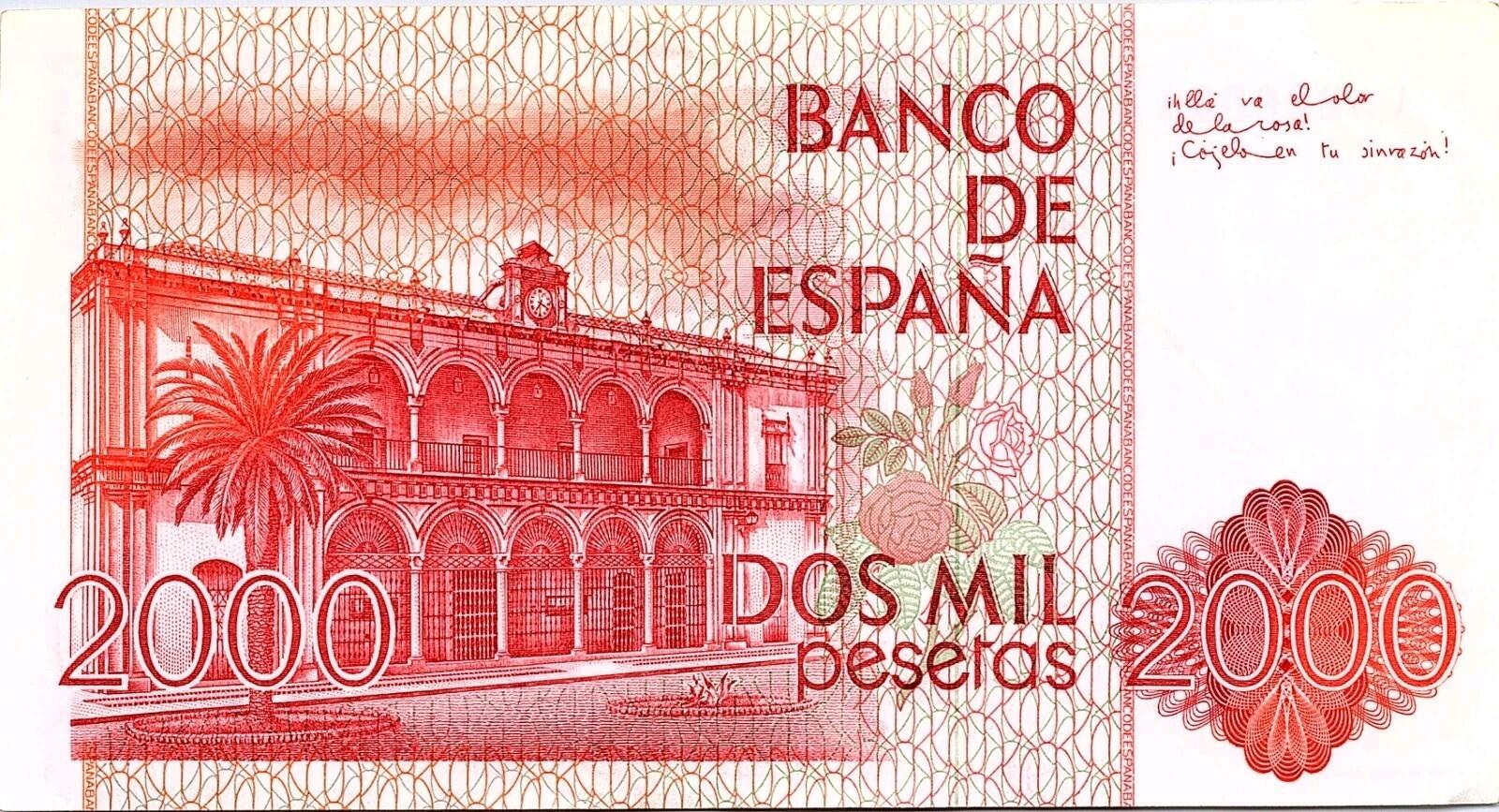SPAIN 2000 PESETAS 1980 x 1 Pcs PRE EURO RAMON JIMENEZ UNC CURRENCY NOTE