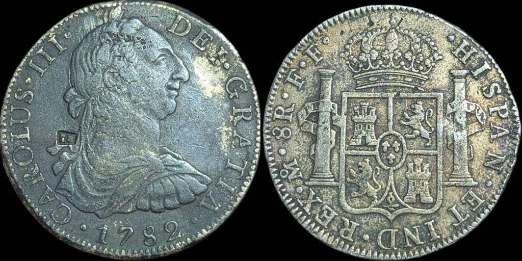 Shipwreck Effect Saltwater Dam. 1782FF Spanish Mexico 8 Reales Wow Grade