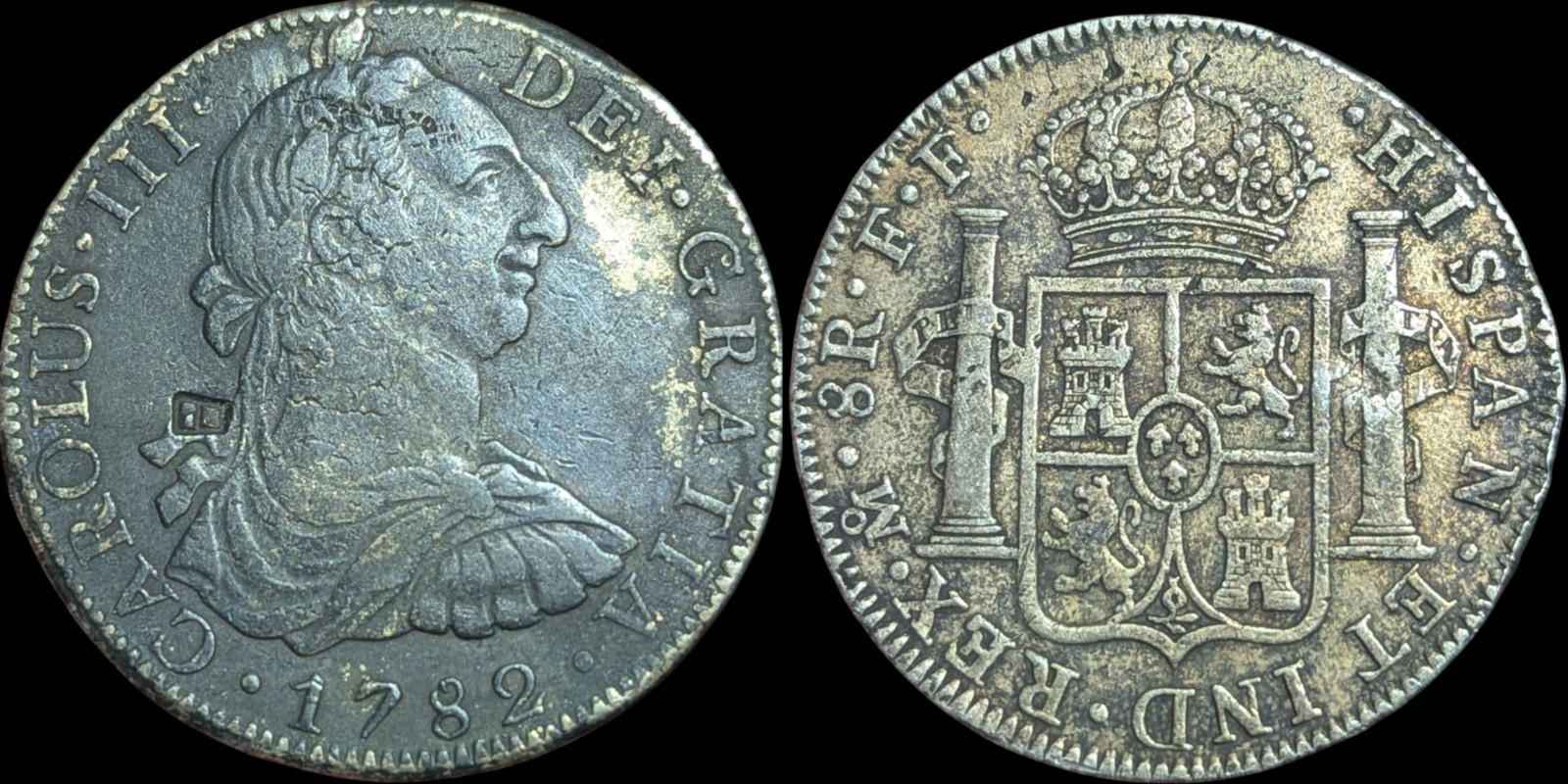 Shipwreck Effect Saltwater Dam. 1782FF Spanish Mexico 8 Reales Wow Grade