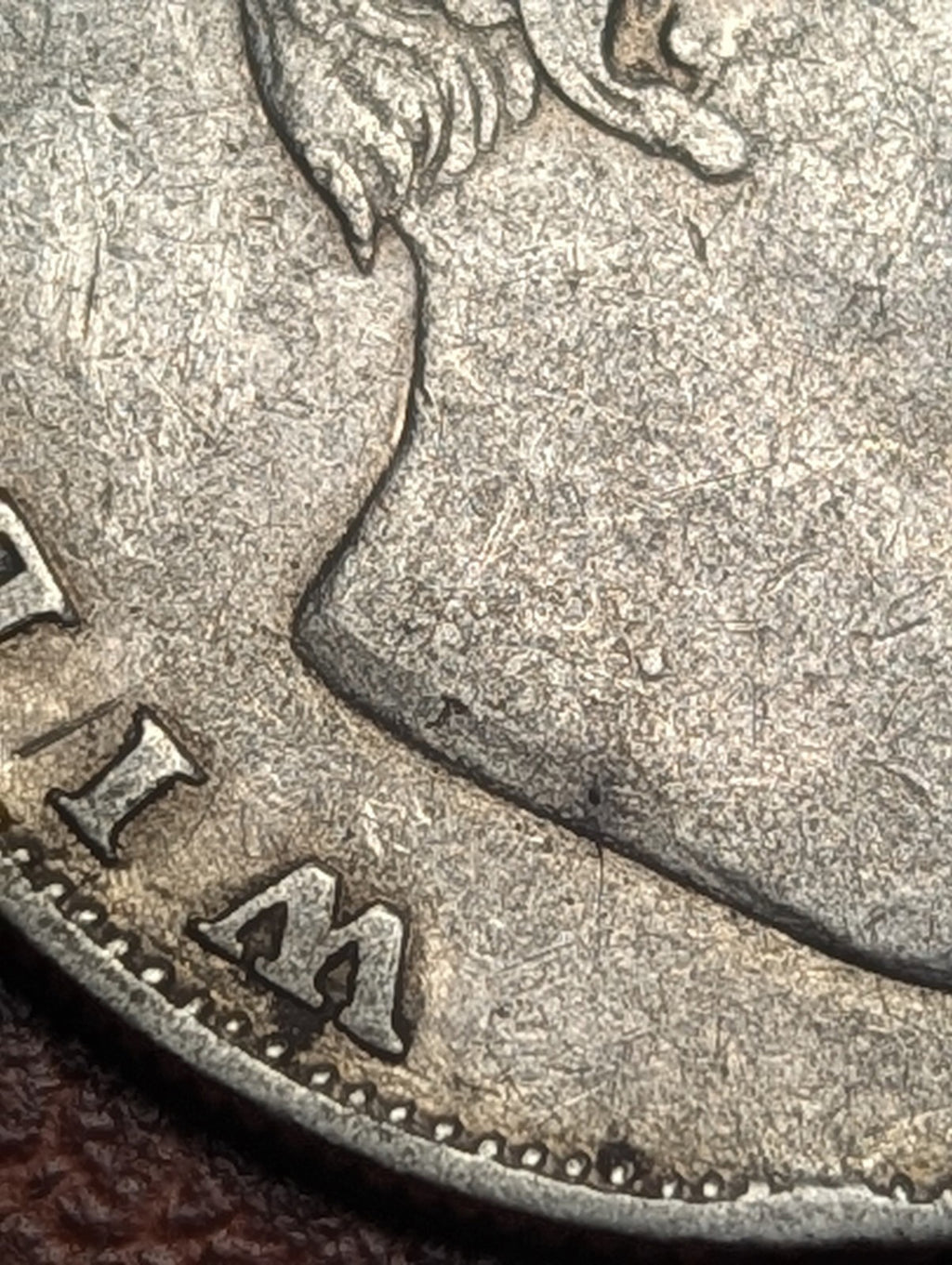 British East India Company 1835 silver Rupee of William rare F Incuse Chopmark
