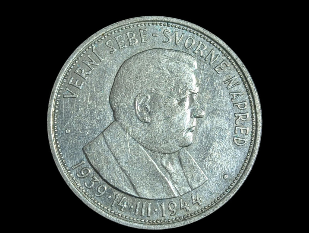 1944 RÉPUBLIQUE SLOVAQUE Jozef Tiso PIÈCE Slovaque VINTAGE en Argent de 50 Korun