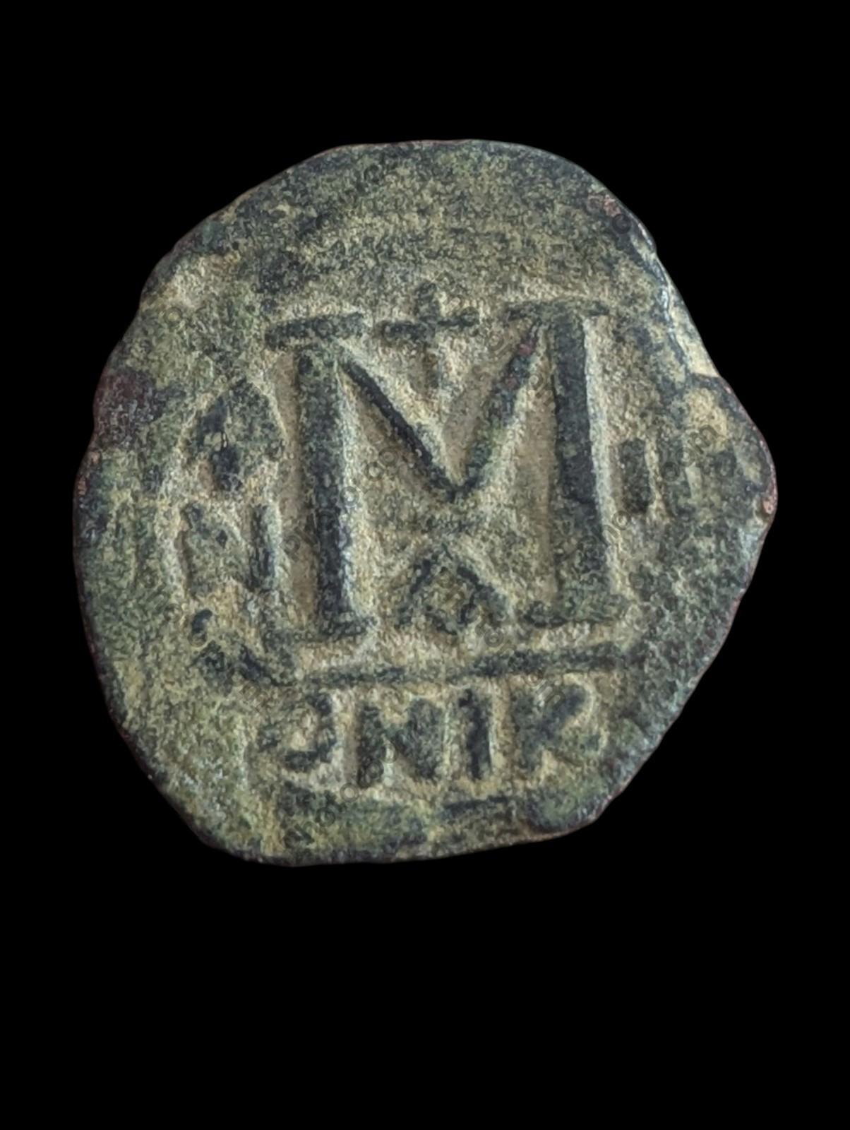 MAURICE TIBERIUS 582AD Big M Follis Nicomedia Ancient Byzantine Coin