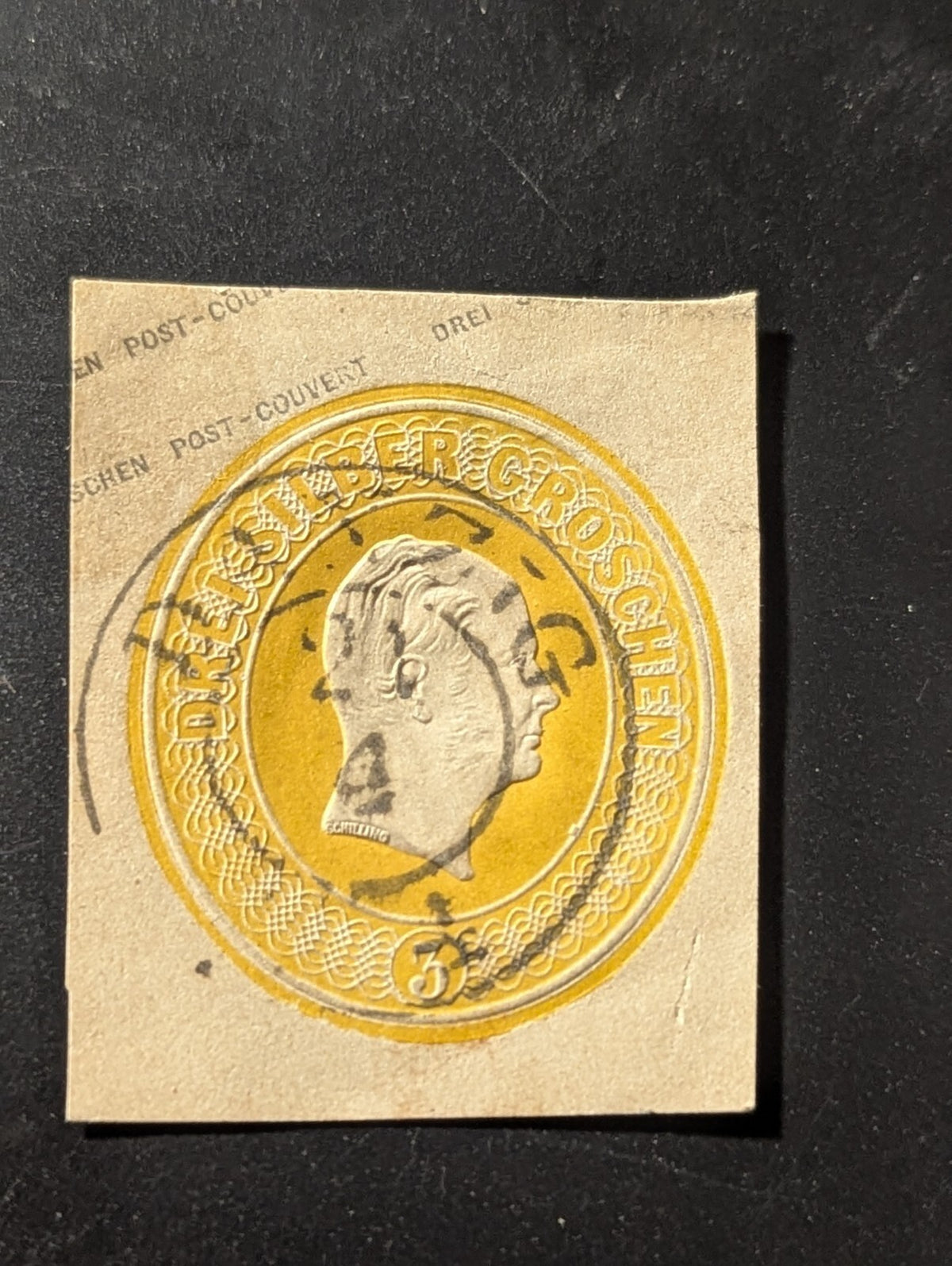King Friedrich Wilhelm IV of Prussia DREI SILBER GROSCHEN 3,  Postal Cut Off Rar