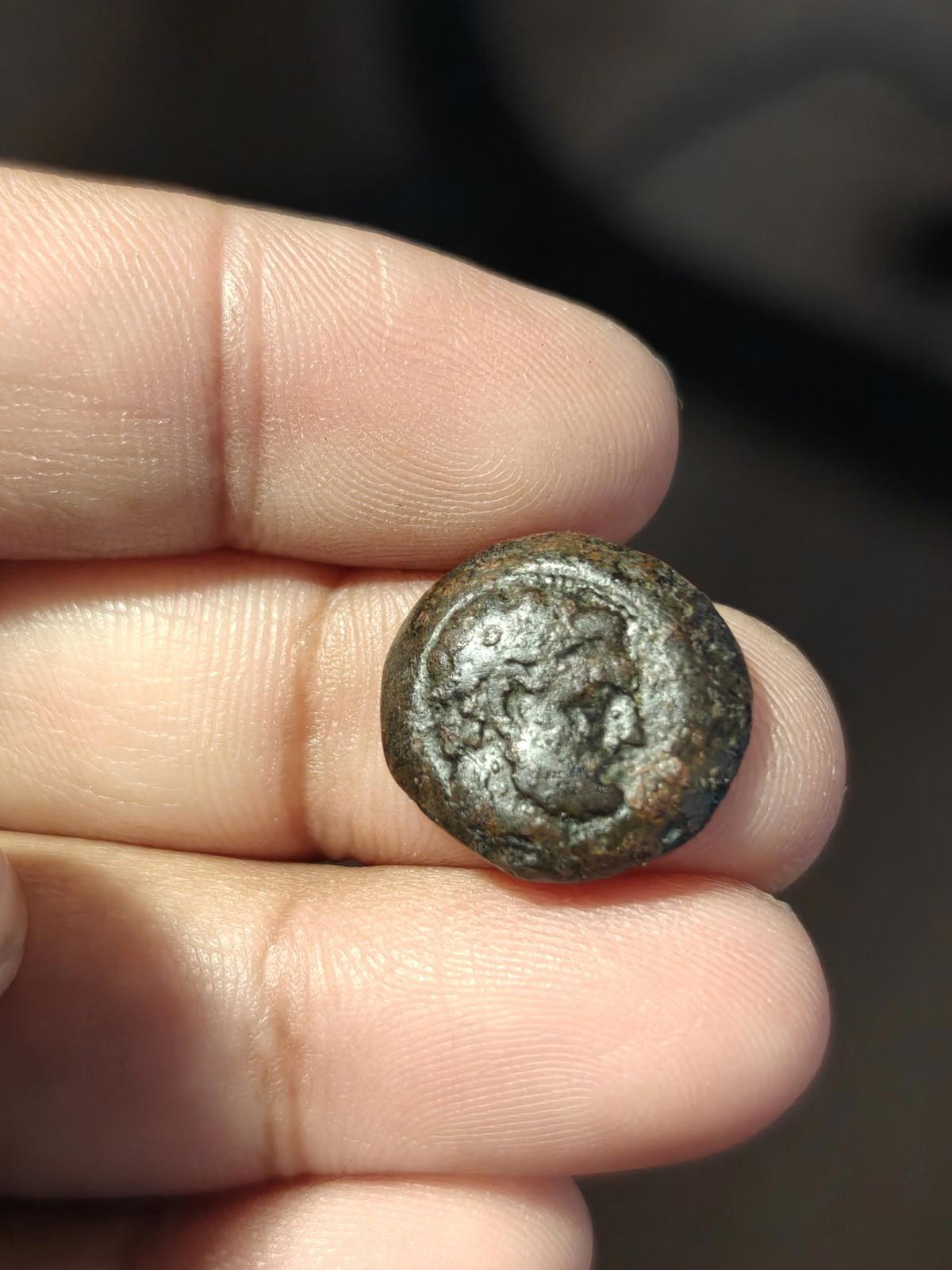 Indo-Grecs anciens, Roi de Bactriane Euthydème 230-190 av. J.-C. Demi-chalque en cuivre