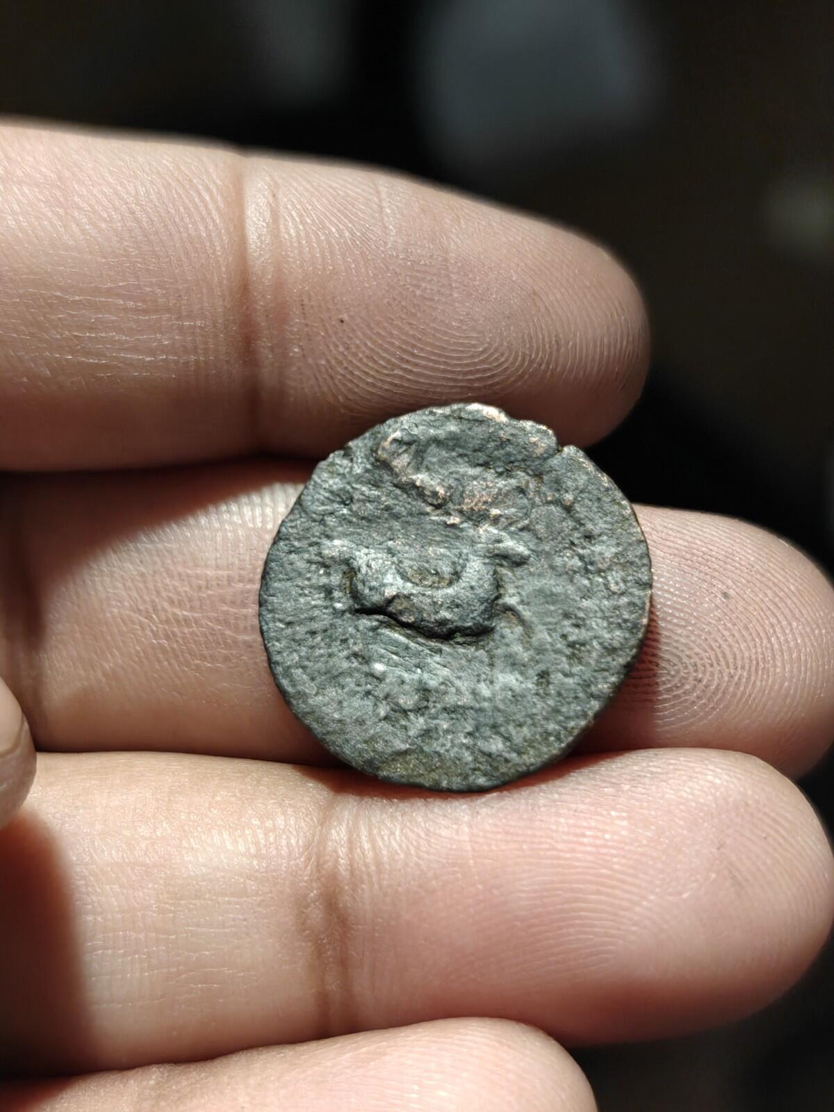 Ancient Indo-Greeks, King of Bactria Euthydemos 230-190 BC Copper  Chalkon
