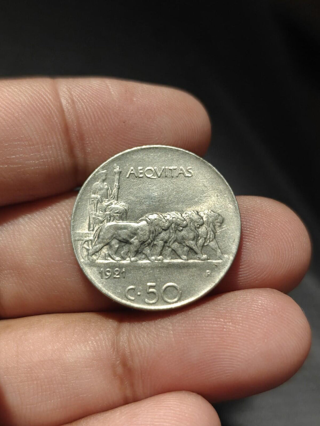 Italy 1921 50 Centesimi Lion animal Uncirculated