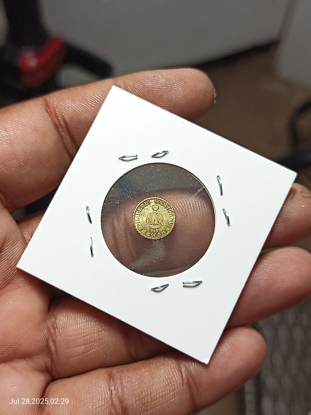 1865 Mexico Miniature GOLD Maximil .4 Gram Gold Coin BU Unc